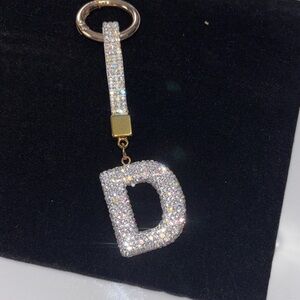 Sparkling Silver Keychain with Initial Charm